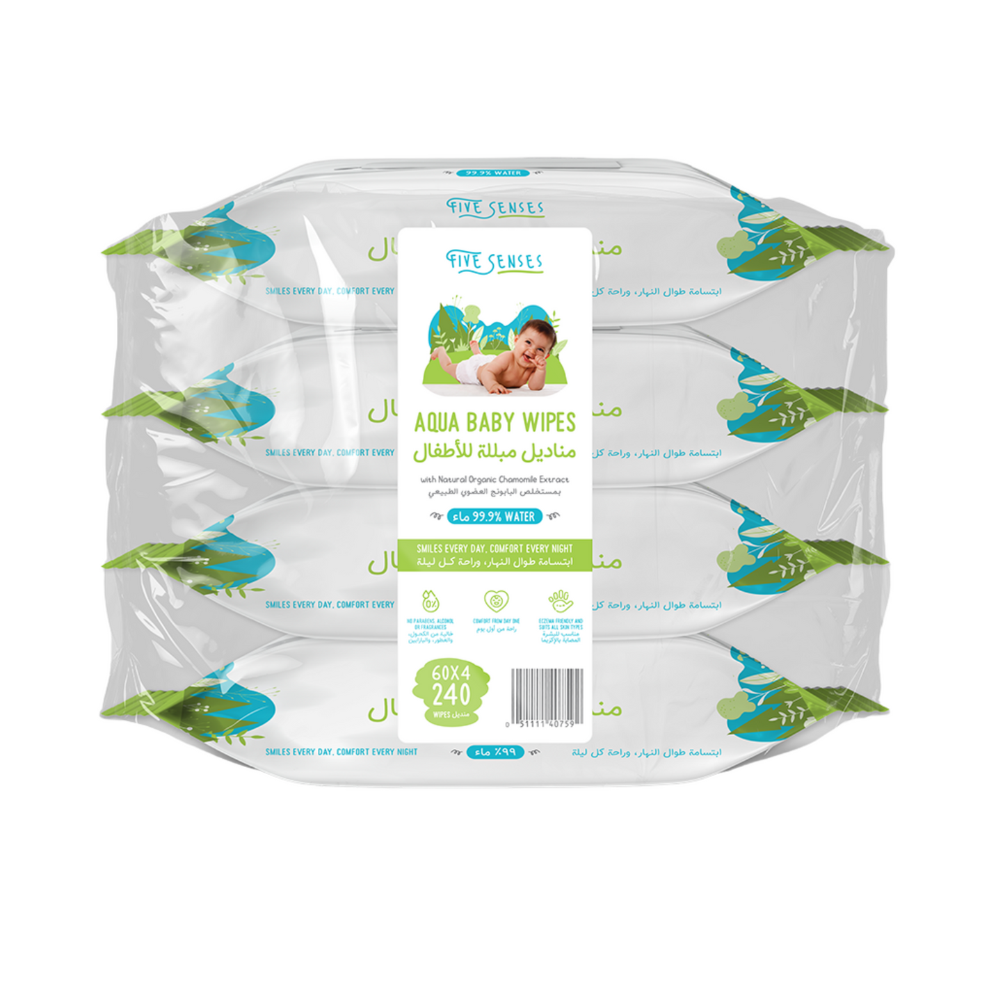 Five Senses - Aqua Wipes 60wipes X 4