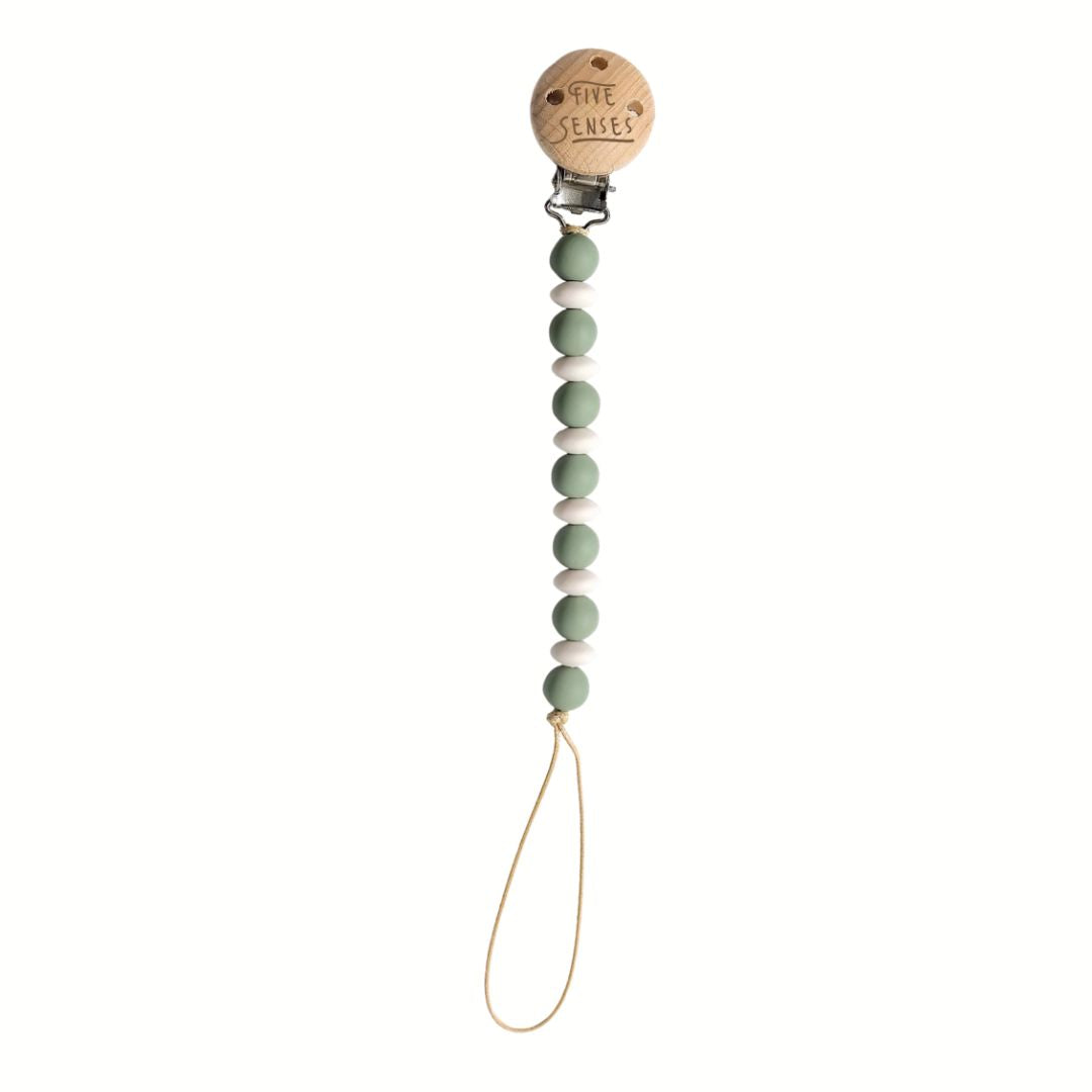 Five Senses - Pacifier Clip Olive